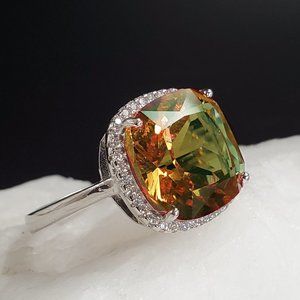 Sterling Silver 925 Alexandrite Stone White Topaz Amazing Gift for Lady